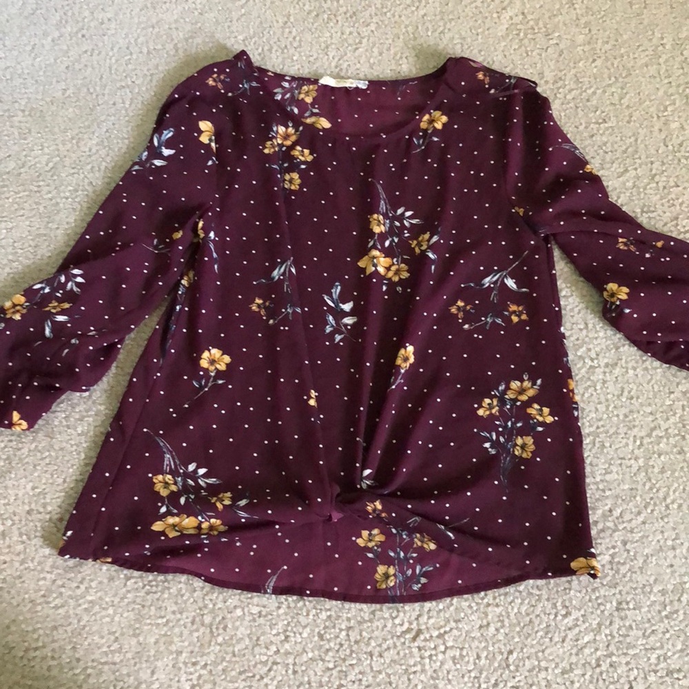 mauve colored dress shirt quarter length
